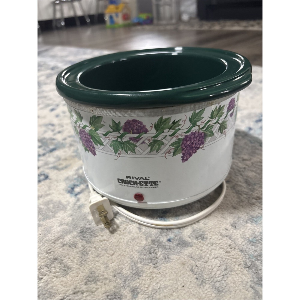 Rival Crock-ETTE 3200 Slow Cooker 1 QT Grapes Crockpot Rem. Stoneware VGC NO TOP